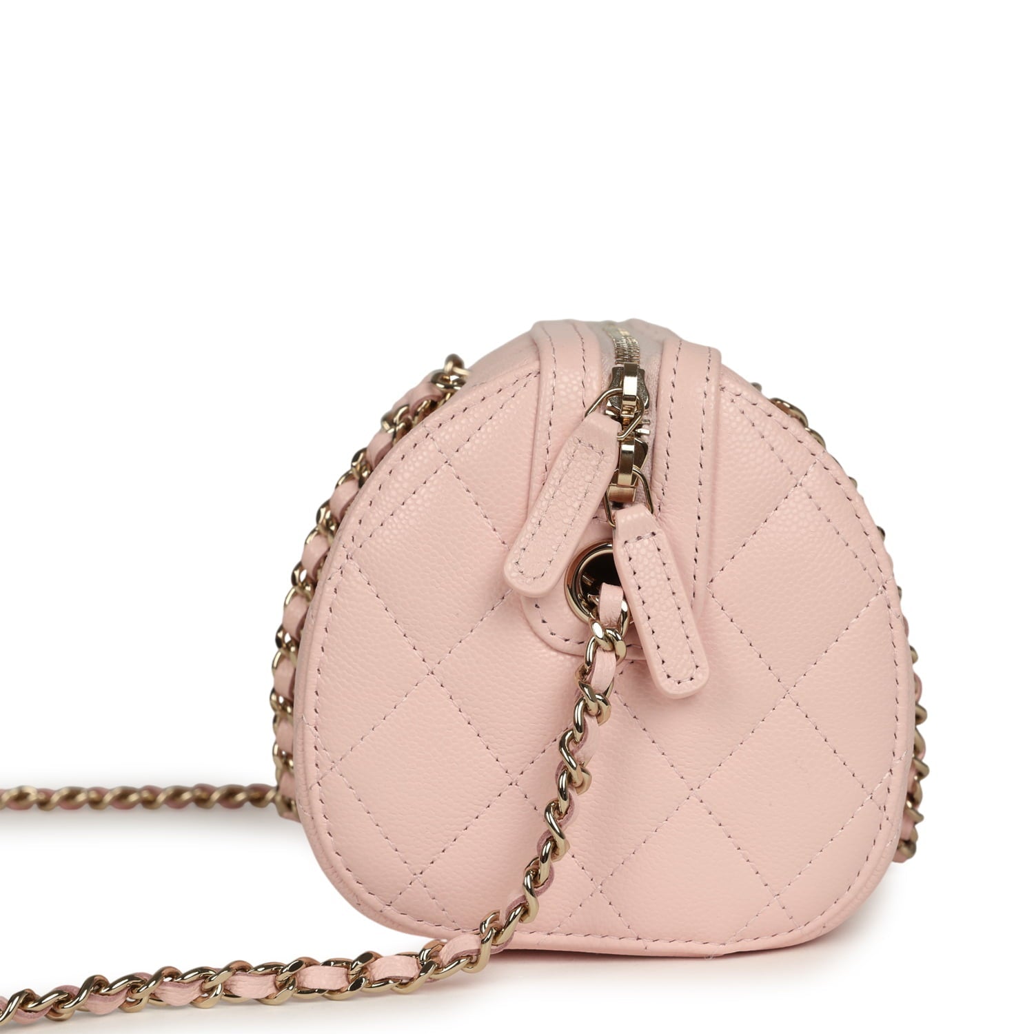 Mini Timeless Classic Barrel Bag with Chain Light Pink Shiny Caviar Light Gold Hardware