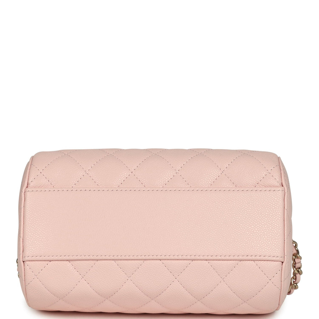 Mini Timeless Classic Barrel Bag with Chain Light Pink Shiny Caviar Light Gold Hardware