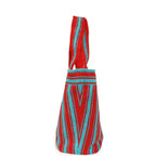 Coco Beach CC Striped Beach Tote Bag & Towel Set Red and Turquoise Terry Silver Hardware