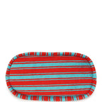 Coco Beach CC Striped Beach Tote Bag & Towel Set Red and Turquoise Terry Silver Hardware