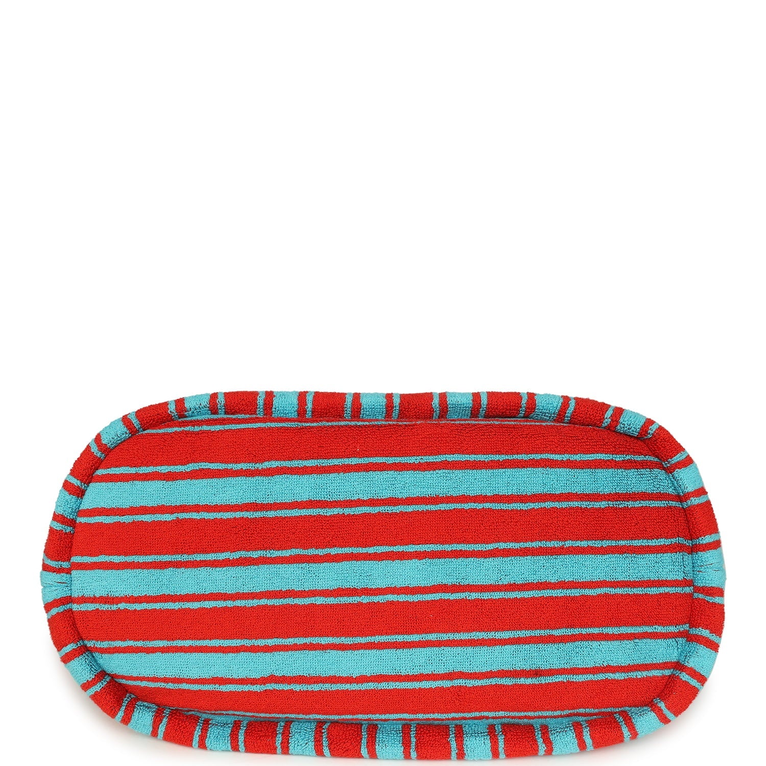 Coco Beach CC Striped Beach Tote Bag & Towel Set Red and Turquoise Terry Silver Hardware