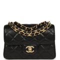 Mini "CC Vibe" Flap Bag Black Shiny Caviar Brushed Gold Hardware