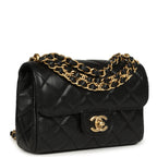 Mini "CC Vibe" Flap Bag Black Shiny Caviar Brushed Gold Hardware