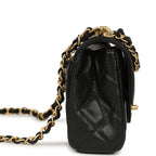 Mini "CC Vibe" Flap Bag Black Shiny Caviar Brushed Gold Hardware