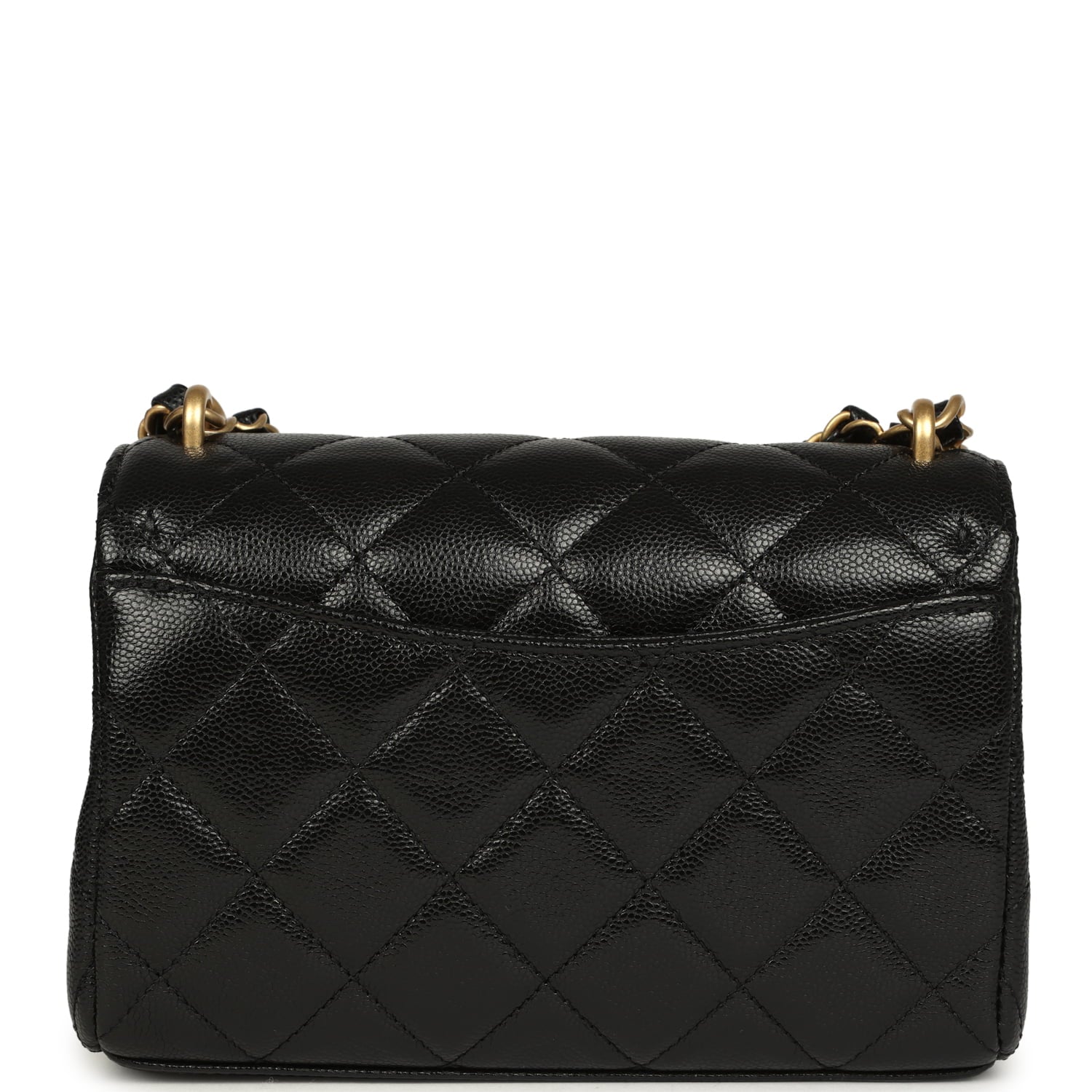 Mini "CC Vibe" Flap Bag Black Shiny Caviar Brushed Gold Hardware