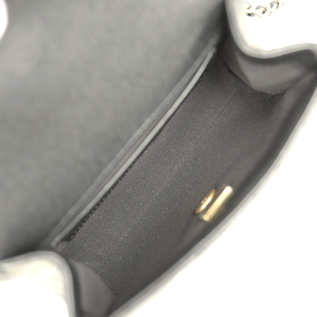 Mini "CC Vibe" Flap Bag Black Shiny Caviar Brushed Gold Hardware
