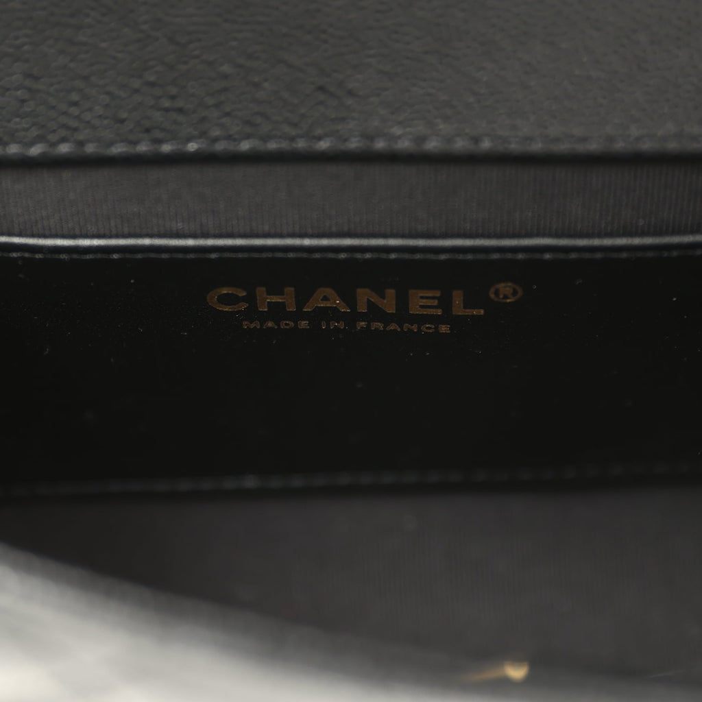 Mini "CC Vibe" Flap Bag Black Shiny Caviar Brushed Gold Hardware