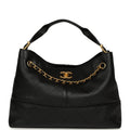 Small Coco Hobo Bag Black Calfskin Antique Gold Hardware