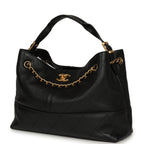 Small Coco Hobo Bag Black Calfskin Antique Gold Hardware