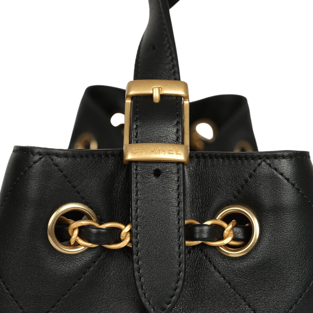 Small Coco Hobo Bag Black Calfskin Antique Gold Hardware
