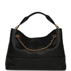 Small Coco Hobo Bag Black Calfskin Antique Gold Hardware
