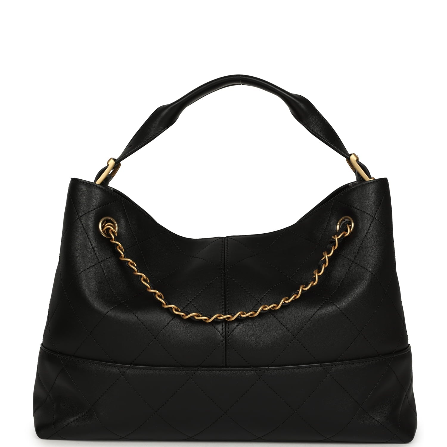 Small Coco Hobo Bag Black Calfskin Antique Gold Hardware