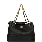 Small Coco Hobo Bag Black Calfskin Antique Gold Hardware