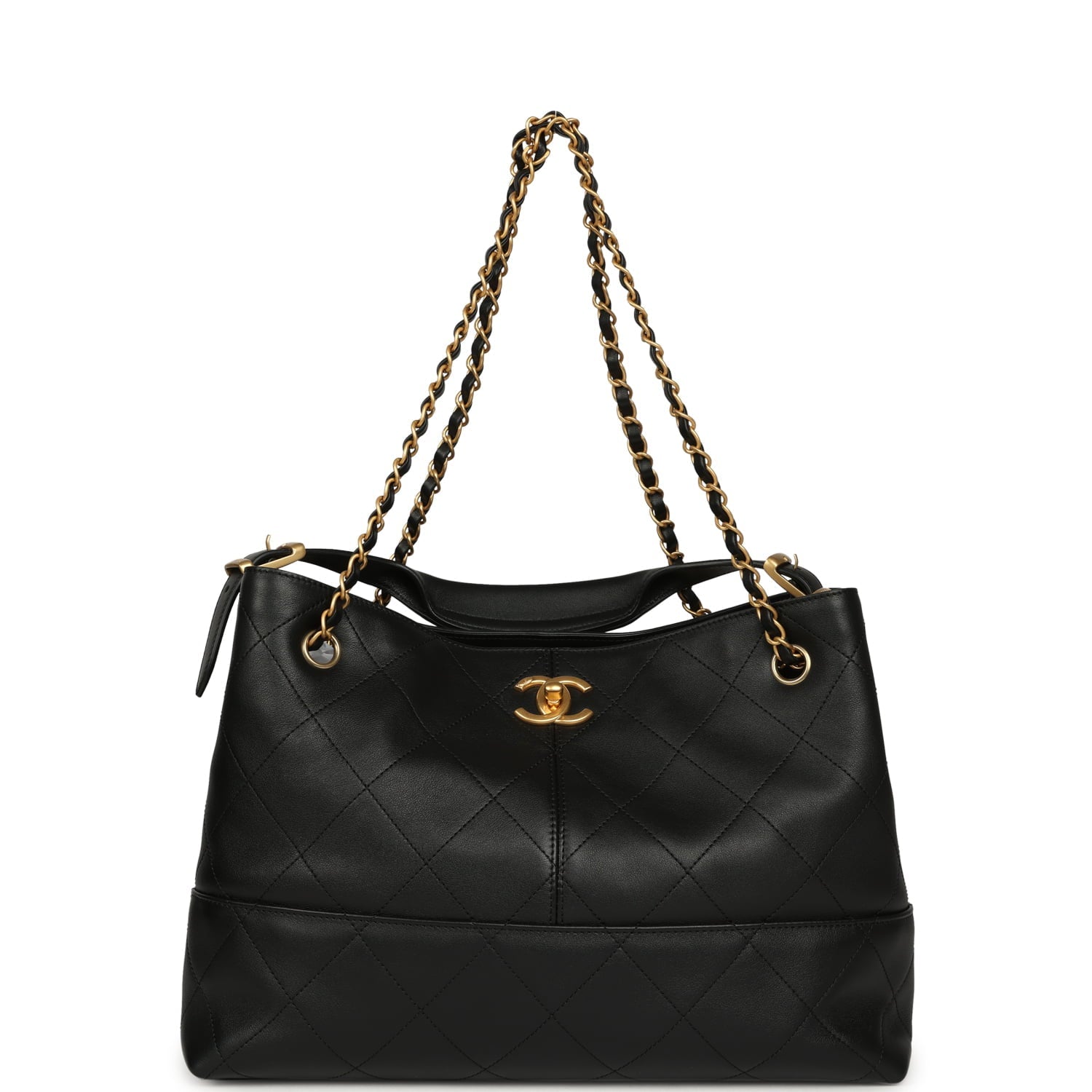 Small Coco Hobo Bag Black Calfskin Antique Gold Hardware