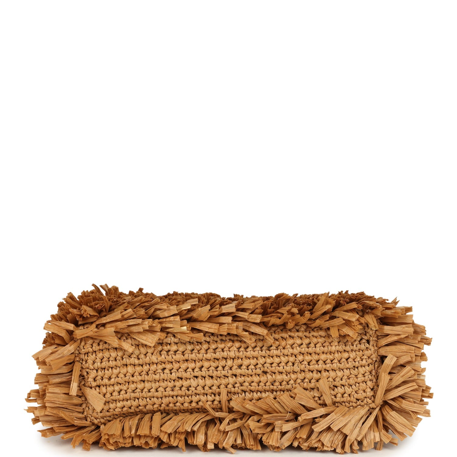 Small Fringe Kelly Dark Beige Raffia Wood and Light Gold Hardware