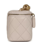 Mini Pearl Crush Vanity Case Light Grey Lambskin Brushed Gold Hardware