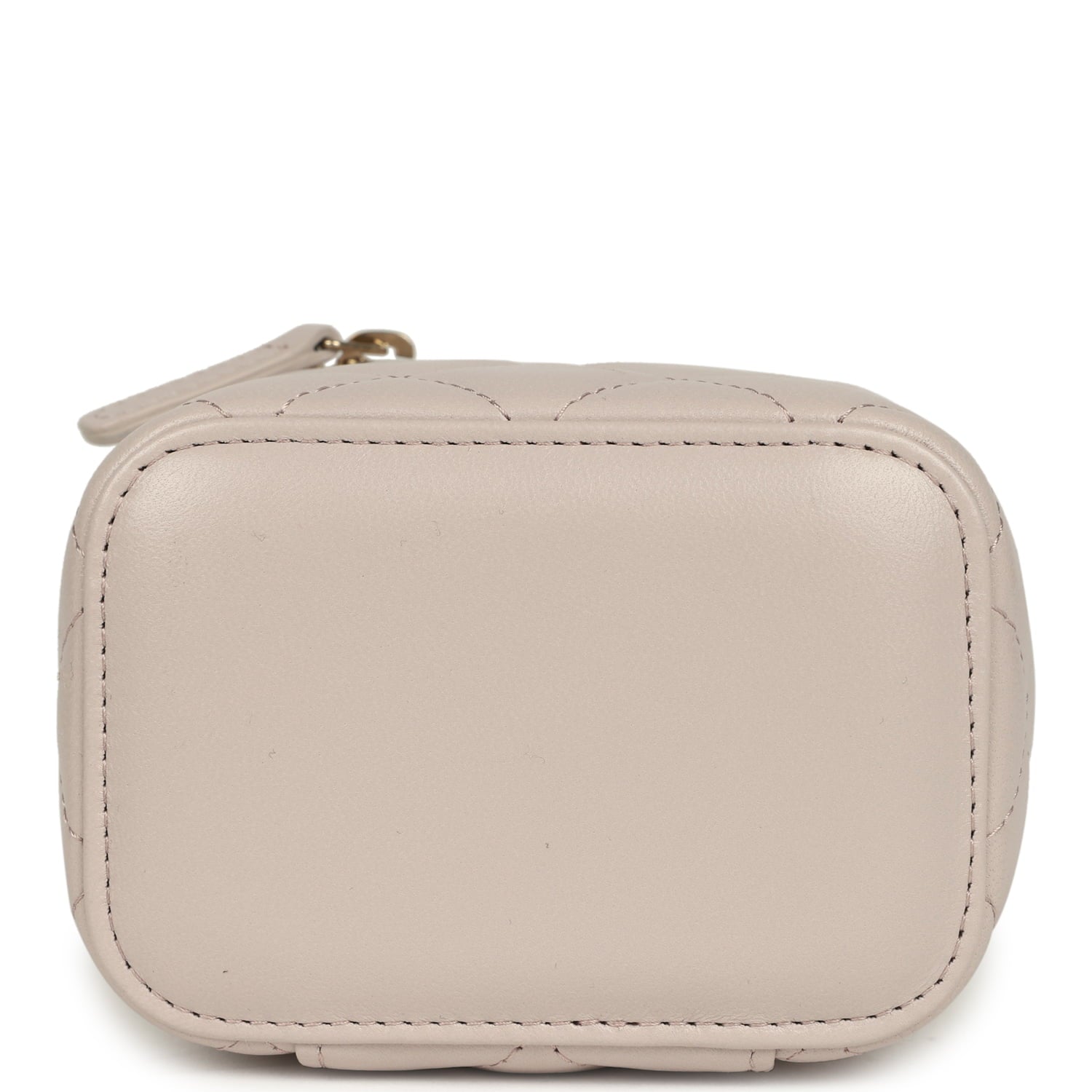 Mini Pearl Crush Vanity Case Light Grey Lambskin Brushed Gold Hardware