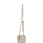 Mini Pearl Crush Vanity Case Light Grey Lambskin Brushed Gold Hardware
