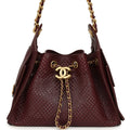 Mini 25 Hobo Bag Dark Burgundy Perforated Calfskin Antique Gold Hardware
