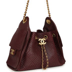 Mini 25 Hobo Bag Dark Burgundy Perforated Calfskin Antique Gold Hardware