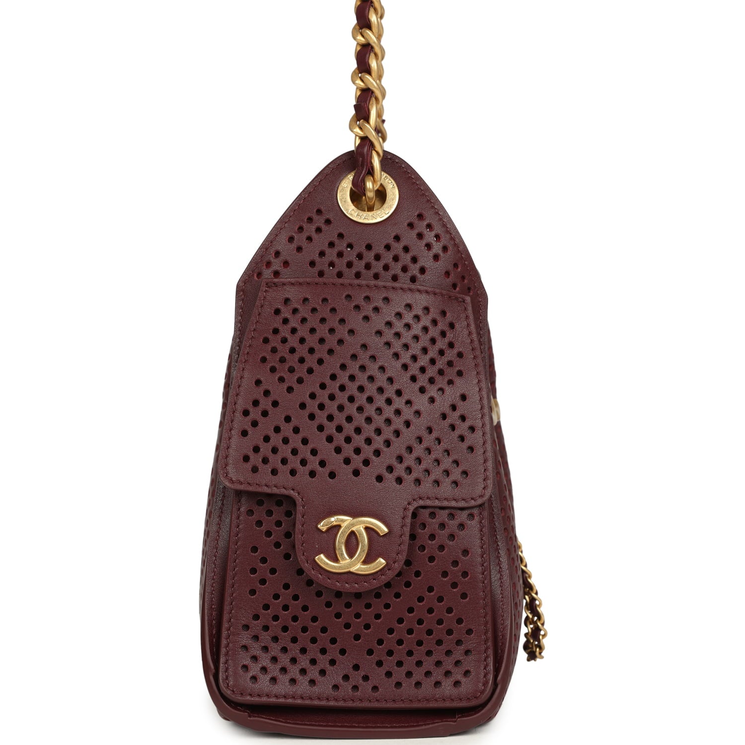 Mini 25 Hobo Bag Dark Burgundy Perforated Calfskin Antique Gold Hardware