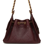 Mini 25 Hobo Bag Dark Burgundy Perforated Calfskin Antique Gold Hardware