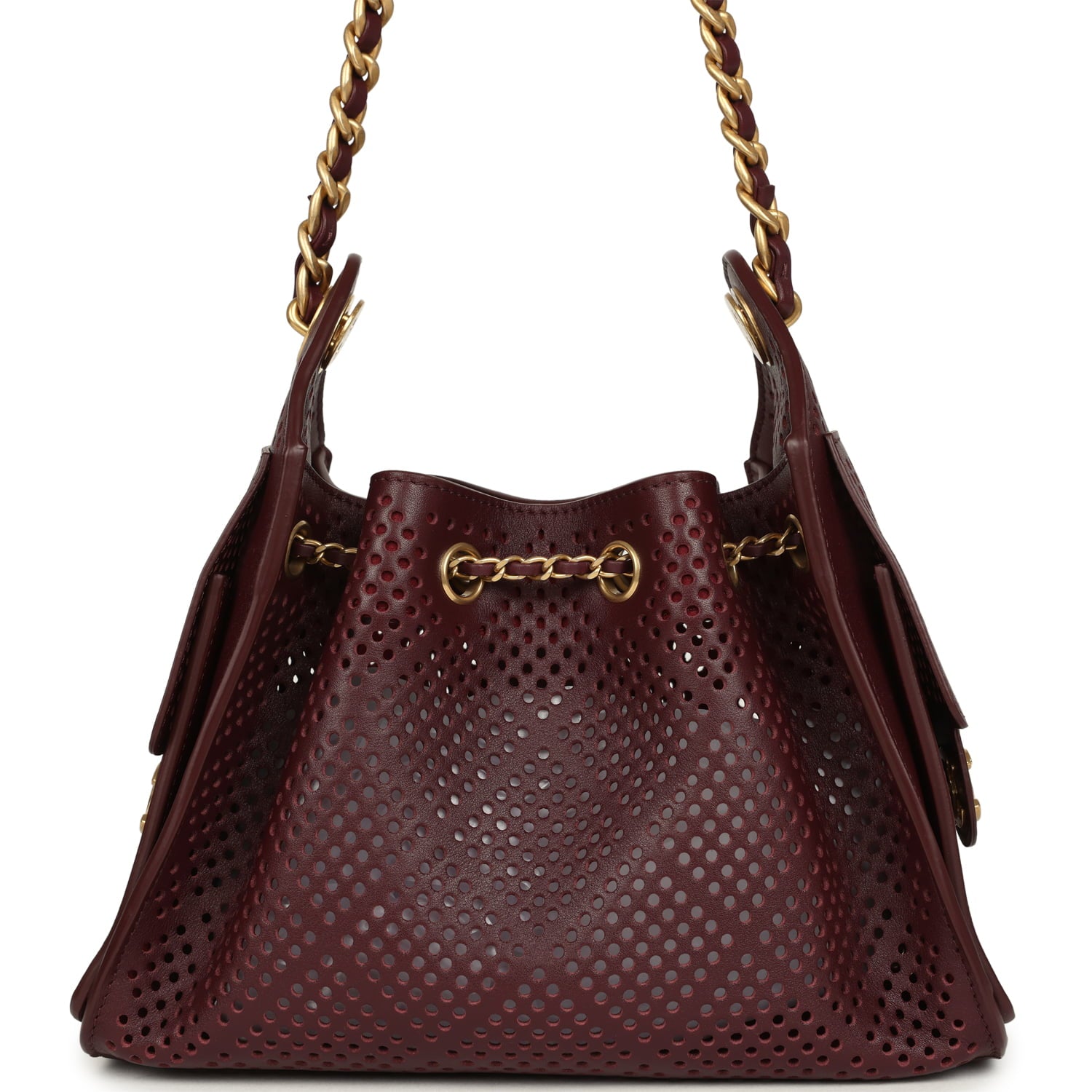 Mini 25 Hobo Bag Dark Burgundy Perforated Calfskin Antique Gold Hardware