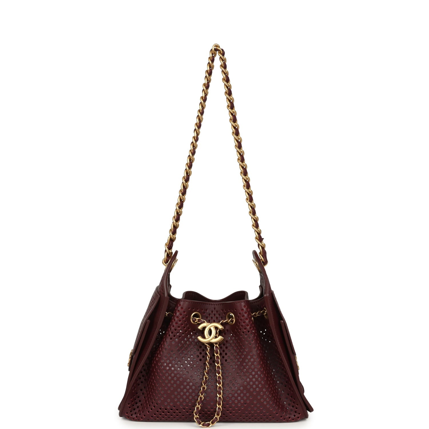 Mini 25 Hobo Bag Dark Burgundy Perforated Calfskin Antique Gold Hardware