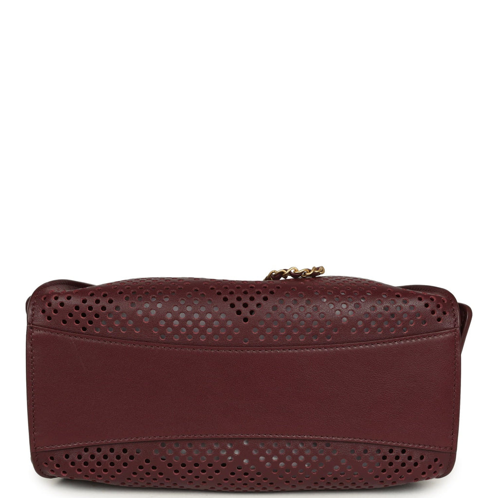 Mini 25 Hobo Bag Dark Burgundy Perforated Calfskin Antique Gold Hardware