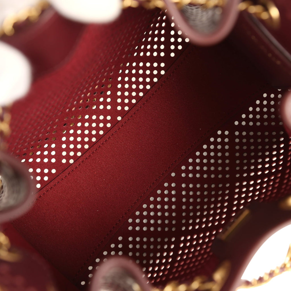 Mini 25 Hobo Bag Dark Burgundy Perforated Calfskin Antique Gold Hardware