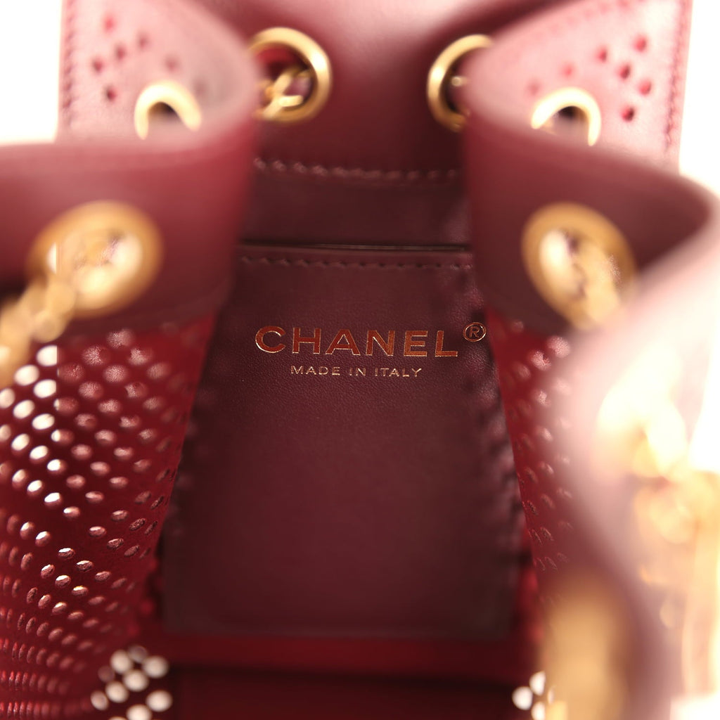 Mini 25 Hobo Bag Dark Burgundy Perforated Calfskin Antique Gold Hardware