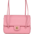 Small Preppy Coco Flap Bag Pink Shiny Caviar Brushed Gold Hardware