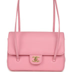 Small Preppy Coco Flap Bag Pink Shiny Caviar Brushed Gold Hardware
