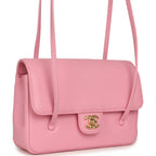Small Preppy Coco Flap Bag Pink Shiny Caviar Brushed Gold Hardware