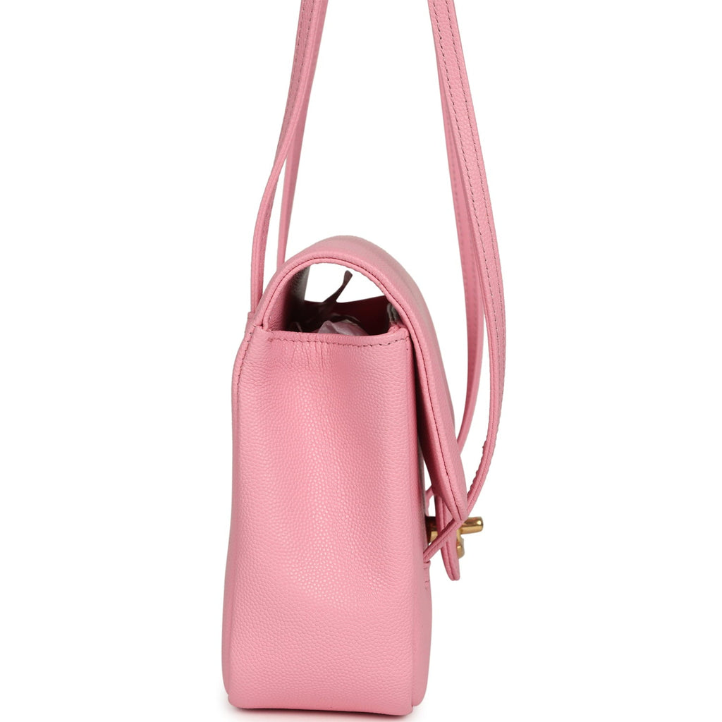 Small Preppy Coco Flap Bag Pink Shiny Caviar Brushed Gold Hardware
