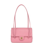 Small Preppy Coco Flap Bag Pink Shiny Caviar Brushed Gold Hardware