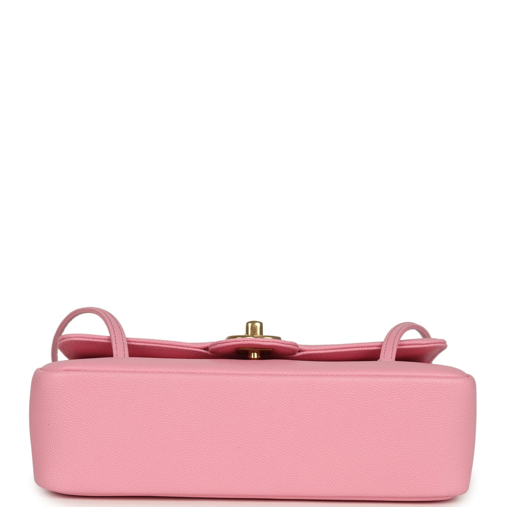 Small Preppy Coco Flap Bag Pink Shiny Caviar Brushed Gold Hardware