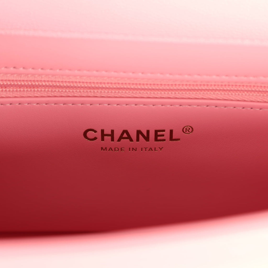 Small Preppy Coco Flap Bag Pink Shiny Caviar Brushed Gold Hardware