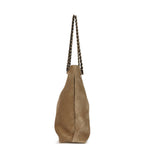 Large "Eyes on You" CC Shopping Bag Dark Beige Suede Gold Hardware