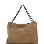 Large "Eyes on You" CC Shopping Bag Dark Beige Suede Gold Hardware