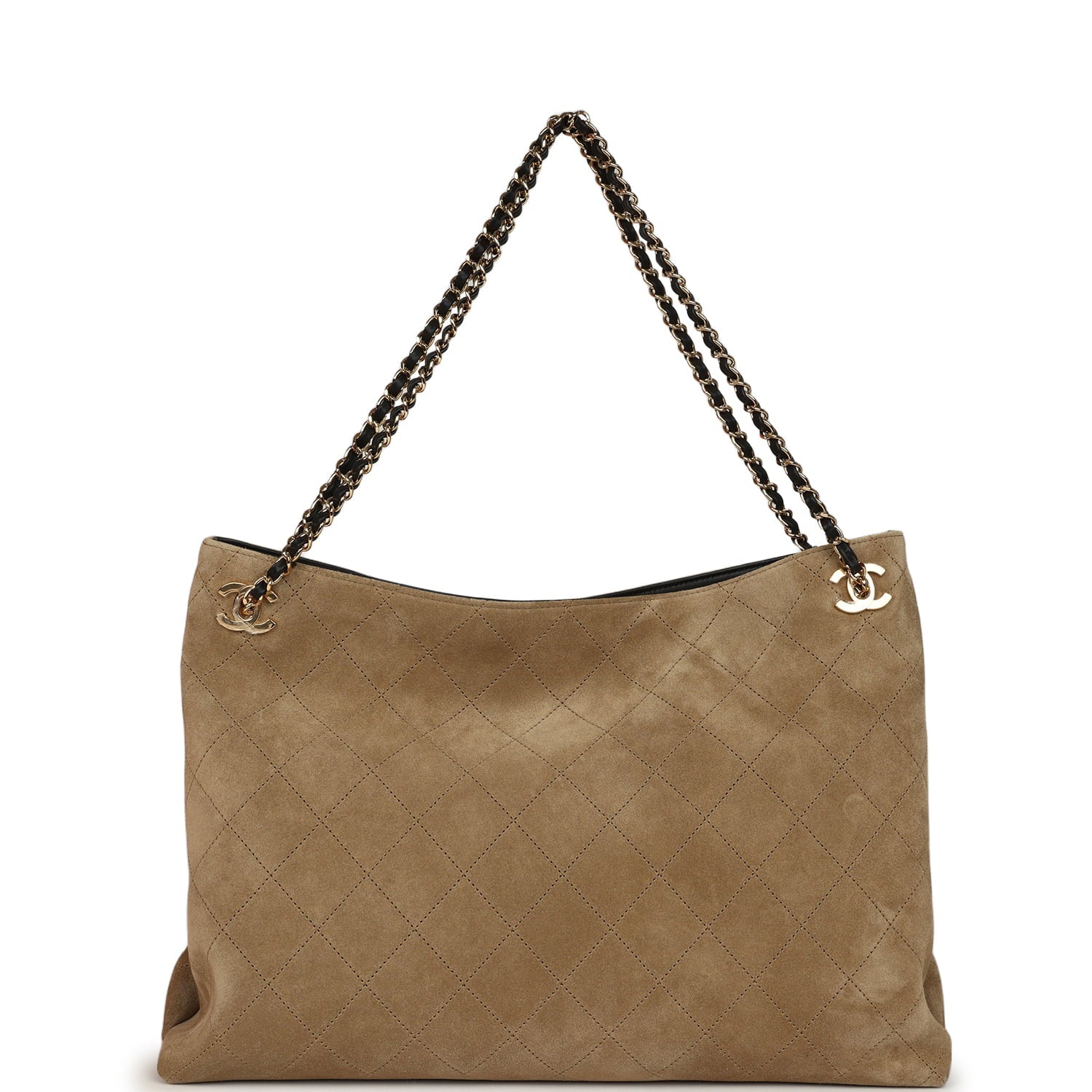 Large "Eyes on You" CC Shopping Bag Dark Beige Suede Gold Hardware