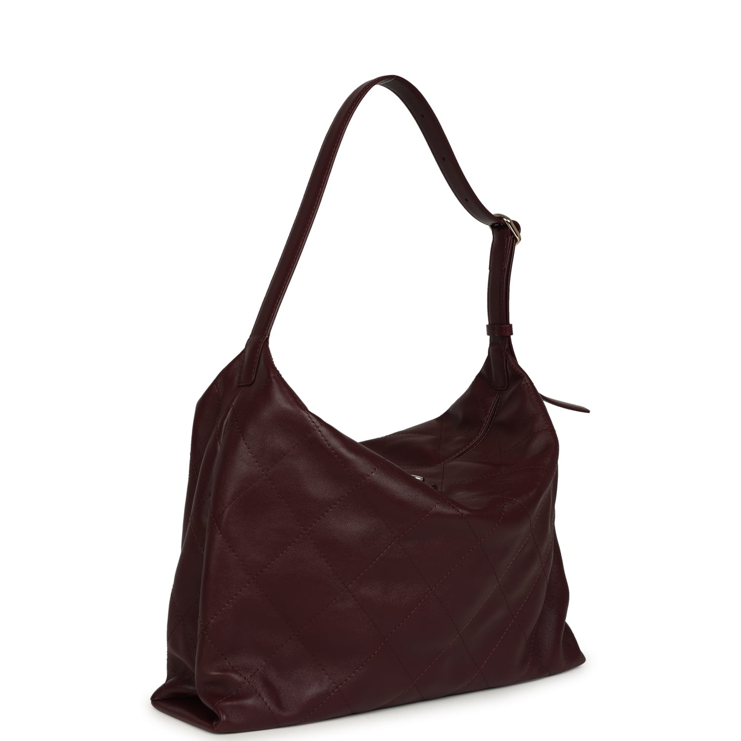 Maxi Hobo Shoulder Bag Dark Burgundy Lambskin Light Gold Hardware