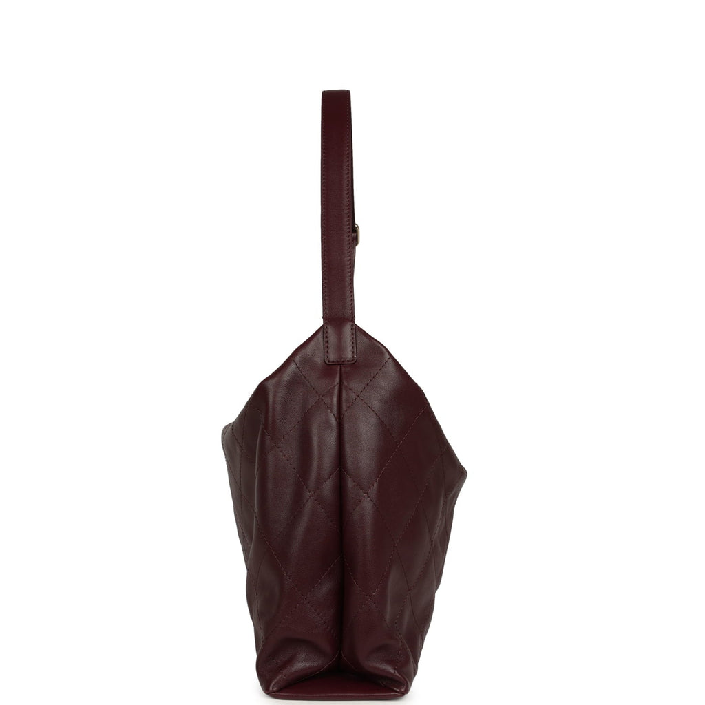 Maxi Hobo Shoulder Bag Dark Burgundy Lambskin Light Gold Hardware
