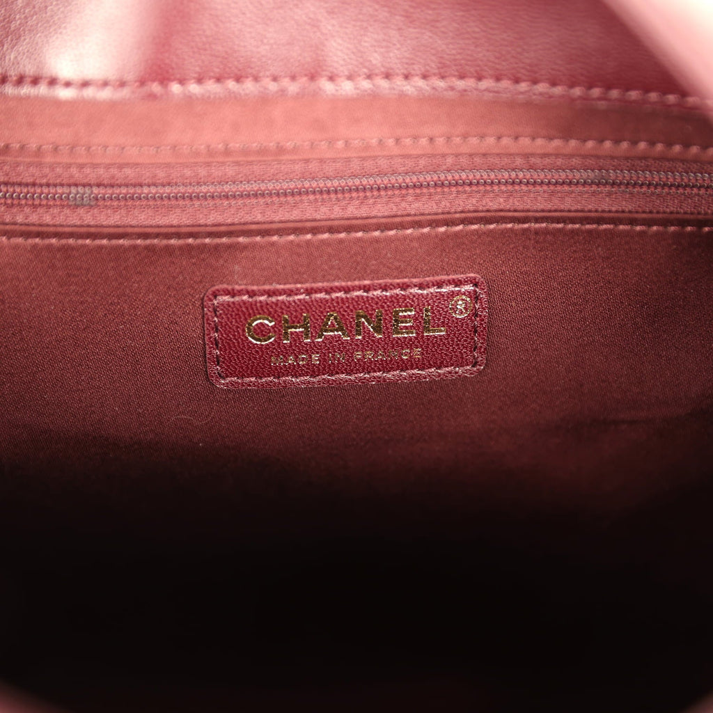 Maxi Hobo Shoulder Bag Dark Burgundy Lambskin Light Gold Hardware