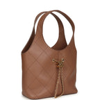 Daily Trendy Shopping Bag Brown Calfskin Gold Hardware