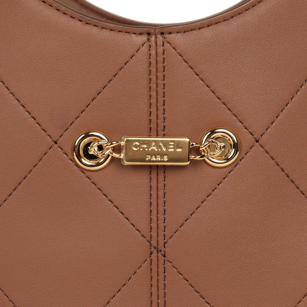 Daily Trendy Shopping Bag Brown Calfskin Gold Hardware