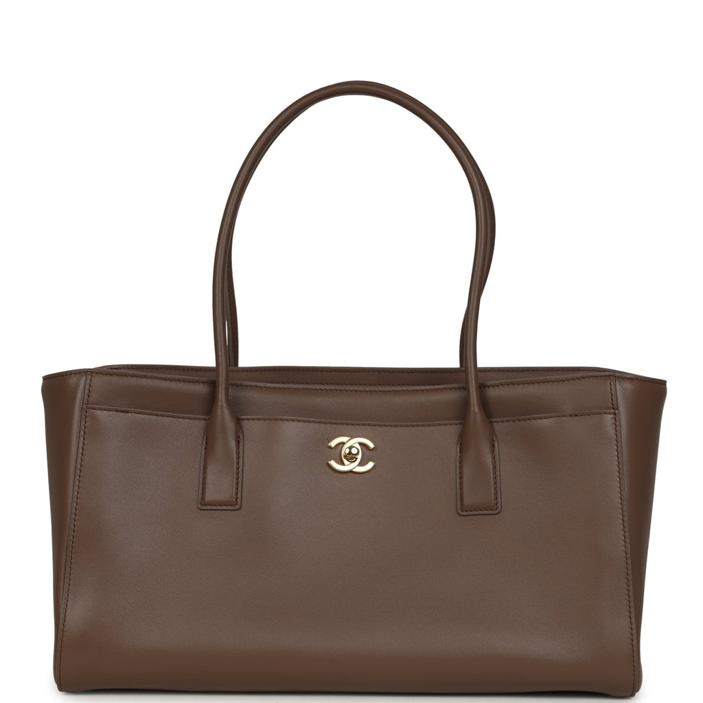 Small Cerf Shopping Bag Brown Calfskin Gold Hardware