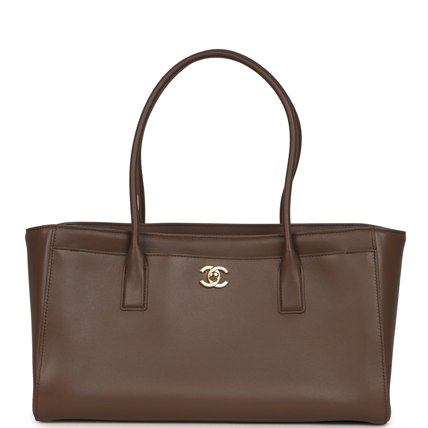 Small Cerf Shopping Bag Brown Calfskin Gold Hardware