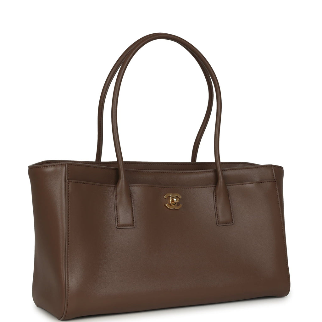 Small Cerf Shopping Bag Brown Calfskin Gold Hardware
