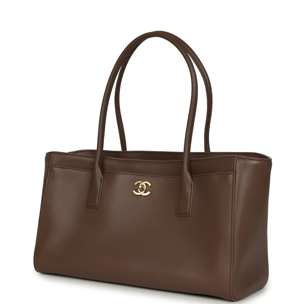Small Cerf Shopping Bag Brown Calfskin Gold Hardware